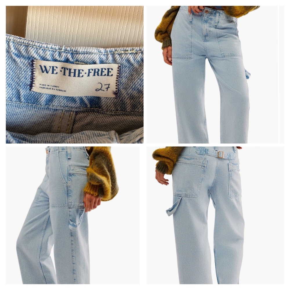 Free People NWT Major Leagues High Rise Straight Wide Leg Utility Jeans size 27